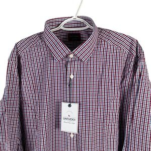NEW UNTUCKit‎ Mens Amberhill Button Up Shirt 2XL Regular Red Blue Plaid Cotton